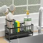 Kitchen Sink Caddy Storage Organizer Steel Sponge Soap Brush Holder Drain Rack