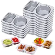 2 Grids Condiment Container with Lid Portable Plastic Snack Container Outdoors