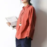 在飛比找樂天市場購物網優惠-棉麻上衣 棉麻上衣女長袖新款韓版寬鬆復古亞麻打底上衣t恤潮 