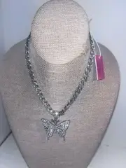 CHRISTIAN SIRIANO NY Glass Stones Nickelfree Butterfly Necklace 16”