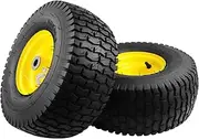 2 PCS 15x6.00-6 Lawn Mower Tires with Wheel, Front Tire Assembly Replacement for John Deere,Craftsman,Cub Cadet and More Lawn & Garden Riding Mower, 3" Offset Hub with 3/4" Sintered Iron Bushing