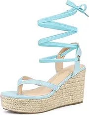 [Allegra K] Women's Platform Strappy Slingback Flip Flops Wedge Sandals