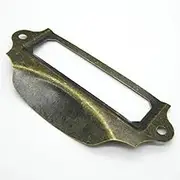 8Pcs Card Label Pull Handles Vintage Style Iron Pull Handle Office Library File Drawer Tag Frame Label Holder with Screws (90x40mm, Bronze)