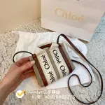 E二手精品【CHLOE 蔻依】WOODY NANO BAG 手提 帆布包 焦糖色 王心凌同款 迷你購物袋