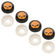 4 Black Custom License Plate Frame Screw Snap Caps Covers Orange Skull B