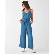 Splendid Paperbag Tie Waist blue Jumpsuit size small
