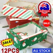 12x Christmas Cookie Box Kraft Paper Candy Gift Boxes Bags Food Packaging Box AU