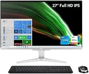 Newest Acer 27 inch FHD IPS All-in-One Desktop, Intel 10-Core i5-1235U, 16GB DDR4 RAM 512GB SSD, Iris Xe Graphics, WiFi 6, HDMI, Webcam, RJ-45, Win11 Pro