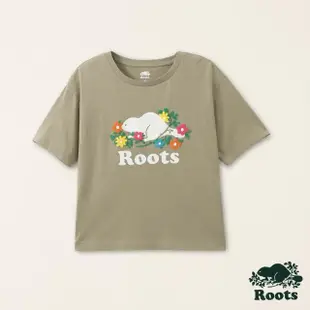 【Roots】Roots女裝-擁抱真我系列 花朵海狸有機棉短袖T恤(沙色)