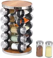 ALLWORLD ESSENTIALS Spice Organizer | 20 Jars Tiered Stainless Steel Rack - AromaticArranger SeasoningStation
