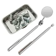 3pc Kit Magnetic Steel Tray Telescopic Pick Up Tool Inspection Mirror Set