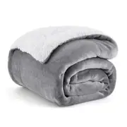 Sherpa Fleece Throw Blanket for Couch - Thick and Throw (50" x 60") 01 - Grey