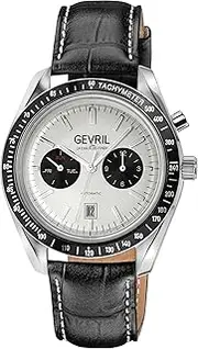 [Gevril] Men's Lenox Swiss Automatic Watch, Genuine Italian Leather Strap, Silver, Automatic Watch