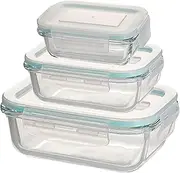 Jotia 3Pcs Glass Food Storage Containers with Lids, 160ml 370ml 640ml Meal Prep Containers Airtight Glass Lunch Box for Home, Kitchen, Freezer,Dishwasher and Microwave Safe