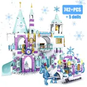 Princess Luxury Ice Castles Playground House Winter Snow Horse Figures Building