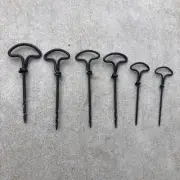 Vintage Set Of 6 Metal Carpenters Woodworking Old Auger Gimlets Hand Drill Tools
