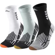 Compression Crew Running Socks: Athletic Socks 6-9 A-white Gray Black-3pairs