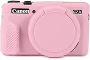 TYUANDOUER Case for Canon Powershot G7X Mark II Digital Camera, Soft Silicone G7X Mark II Camera Case Accessories, Protective Cover Case for G7X2 G7XII with Detachable Lens Cover - Pink