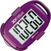 3DFitBud Simple Step Counter Walking 3D Pedometer with Clip & Lanyard - Plum