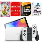 Nintendo Switch White OLED + Rabbids: Party of Legends + NSO 1 Year Membership