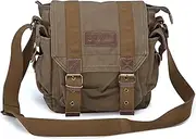[GOOTIUM] Canvas Messenger Bag - Small Vintage Shoulder Bag Crossbody Satchel, Army Green