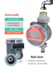 Solar Powered Ball Valve Garden Digital Water Timer Programmable Tap Sprinkler