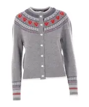 Thom Browne Buttoned Crewneck Cardigan IT36 Light gray and multicolour