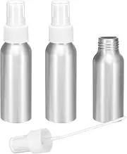 uxcell 3pcs Aluminum Fine Mist Spray Bottles 80ml/2.7oz Metal Small Liquid Alcohol Refillable Travel Container with White Plastic Nozzle Cap for Perfume Skincare Cosmetic Storage Bottle