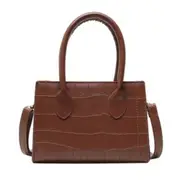 Fashion Stone Pattern Crossbody Handbag Women Retro PU Leather Solid Color Top-handle Shoulder Purse Ladies Elegant Messenger