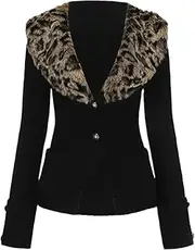 [Generic] Women's American Retro Casual Y2k Single Breasted Knitted Sweater Leopard Print V-Neck Slim Fit Pullover Sweater Cardigan
