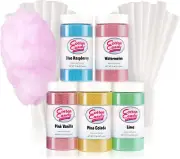 Cotton Candy Express Floss Sugar Variety Pack with 5 - 11Oz Plastic Jars of Lime