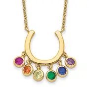 Sterling Silver Prizma Gold-Tone 14K Flash Gold-Plated 16 Inch Colorful Cz Horseshoe Necklace With 2 Extender