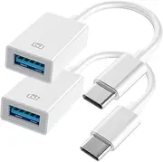 USB-C to USB Adapter for iPhone 15 16 MacBook Pro Air 2025 iMac iPad mini Pro, Apple MFi Certified USB OTG Cable Converter Support Camera, Card Reader, USB Flash Drive, MIDI Keyboard (White 2 Pack)