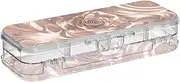 Yoogain Rose Gold Texture Clear Pencil Box Double-Deck Hard Pens Case Boxes For Kids With Snap-Tight Lid