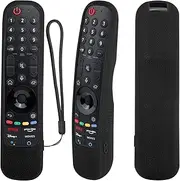 Protective Silicone Remote Case for LG Smart TV AN-MR21GA MR22GA MR23GA MR24GA for LG OLED TV Magic Remote an MR21GC Remote Cover Shockproof, Washable and Skin-Friendly Cover(Black)