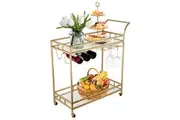 ACA Gold Bar Cart Trolley Serving Drink Coffee Liquor Tea Wine Cocktail Alcohol