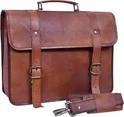 [Bagsifi] Leather Laptop Messenger Bag for Men â€“ 17 inch Slim Briefcase for Work, Office, Travel â€“ Genuine Brown Computer Satchel Briefcases, Workbag, Attache Case, Messenger Bag for Women & Man