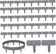 Garden Edging, 40 Pcs 5x6in PVC Grey Interlocking Decora Stone Look Garden Edging Border DIY Landscape Border Lawn, Flower Bed Borders-