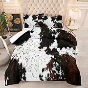 Tailor Shop Black White Cow Print Comforter Set King, Western Farmhouse Cow Print Bedding in A Bag, Rustic Cowhide Comforter Set with 2 Matching Pillowcases Bedroom Decor…