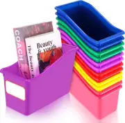 12 Pieces Magazine Book Folder Bins for Classroom Durable File Binder Holders wi
