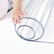 PVC Table Cover Protector 1.5mm Thick Clear Rectangular No Plastic Smell Transparent Tablecloths Protective Cover Desk Mat for End Table/Writing Desk/Dining Table/Workbench(Clear 100 x 200 cm)