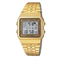 在飛比找博客來優惠-【CASIO 】貴氣金鍊復刻方形電子不鏽鋼錶-黃(A-500