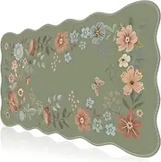 iCasso Desk Mat for Keyboard and Mouse, Large Mouse Pad, Floral Desk Pad Mat, Anti-Slip Big Mousepad with Stitched Edges for Computer (Bean Green)