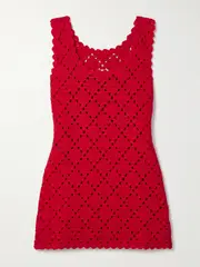 [Suzie Kondi] Suzie Kondi - Chryssi Crocheted Cotton Mini Dress - Red - x small x small Red