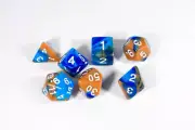 MUDDY WATERS TRI-COLOR SWIRL BLUE/BLUE/BROWN Dice BrycesDice DnD Polyhedral