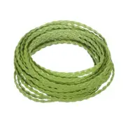 Braided Leather Cord, 5.5 Yards 5mm Flat Craft Leather String, Grass Green