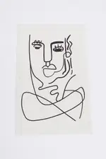 White Abstract Face Rug