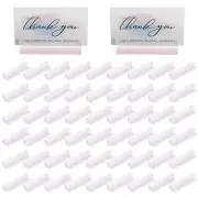 50 Pcs 3 x 1 Inch Adhesive Base Sign Holder Sneeze Guard Holder, Transparent