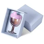 VIKROM Wine Glass with Straw – Champagne Wine Glass with Lid, Fancy Spill-Proof Goblet, Spill-Resistant Plastic Cup
