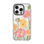iPhone 16 Pro Clear Case MagSafe Compatible Pastel Poppies